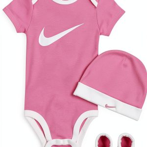 Nike Infant Girls Swoosh Leotard Pink 3 Piece Set-0