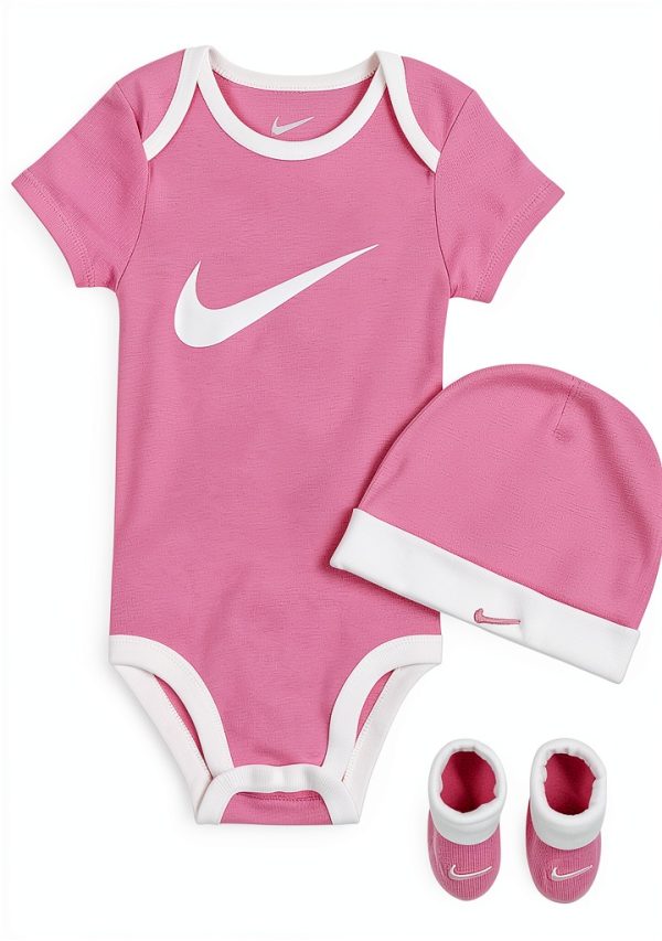 Nike Infant Girls Swoosh Leotard Pink 3 Piece Set-0