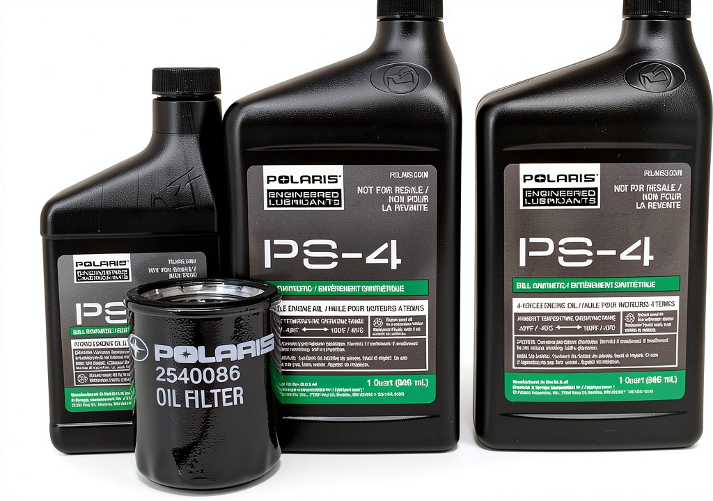Edwards PS-4 oil and accessories laid out for UTV maintenance
