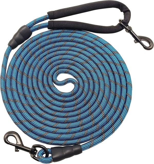 Dog Leash BTINESFUL Long Training 30ft Blue Reflective Rope-0