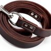 Leather Dog Leash ADITYNA 6 ft 3/4 inch Brown – Heavy Duty for Dogs-3