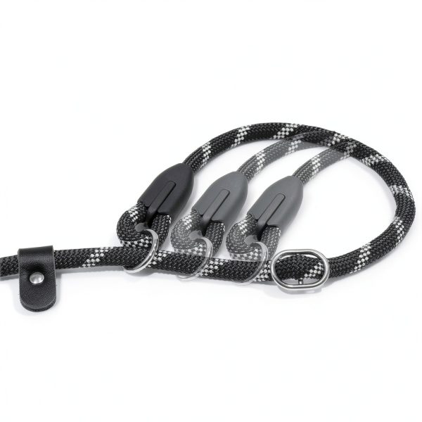 WePet Dog Training Slip Leash, No Pull, Durable Reflective Lead, Puppy Heavy Duty Loop Rope, Comfortable Handle, 6 ft, 3/8 inch, diam. Black/White-2